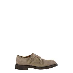 DOUCAL S Men's Suede Double Monk Strap Shoes Men Beige Moccasins